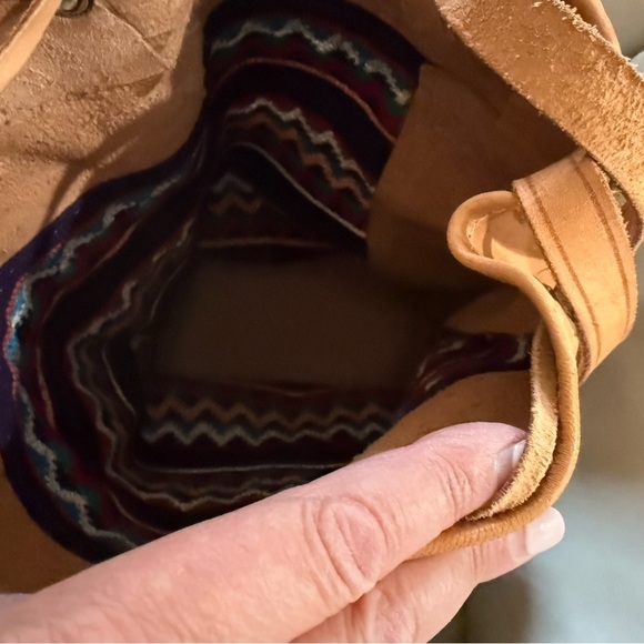 LEATHER woven bag drawstring Aztec tapestry - Picture 7 of 7